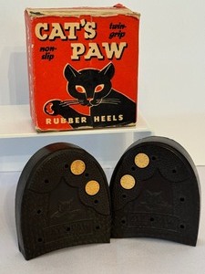 lot 112 image: Vintage Cats Paw Rubber Heels with Box