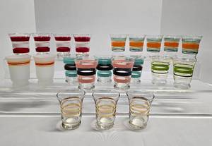 lot 189 image: Fun Vintage Striped Juice Glass Collection