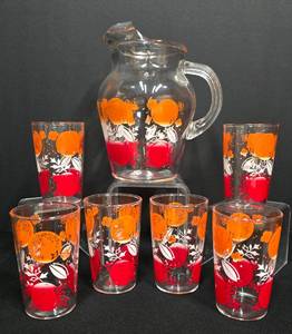 lot 217 image: Vintage Pitcher & Glass Juice Set