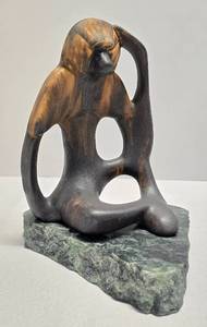 lot 11 image: Signed Mid-Century Maigon Daga Ceramic Baboon Sculpture  Daga Pottery