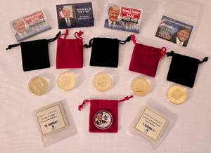 lot 281 image: Collection of Donald Trump Commemorative MedallionsCoins