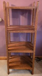 lot 291 image: Arts and Crafts Style Wood Shelving Unit