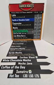 lot 315 image: Legitimate Caribou Coffee Shop Menu Board and Placards