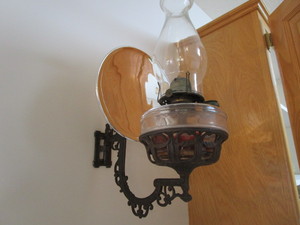 Antique Wall Bracket & Kerosene Lamp