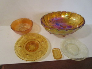 Gold Carnival & Amber Glass