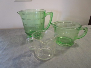 Green Depression & Fire King Measuring Cups