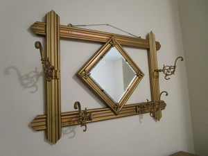 Antique Hat Rack with Mirror