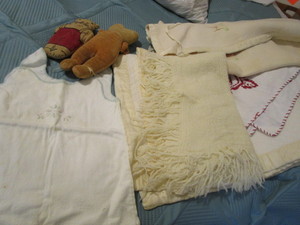 Vintage Baby Blankets, Buntings, Embroidered Tablecloth