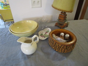 Nut Bowl, Lamp, Bowls, Pitcher, Spoon Holder