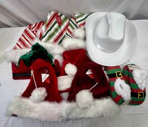 MM. Christmas Hats & Fuzzy Slippers