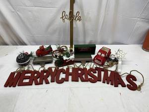 MM. Wooden Merry Christmas Garland(5ft), 2 Wreath Hanger, 2 MM. Stocking Holders, OramentsDecorations