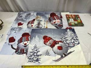 4x Velveteen Pillow Covers, Holiday Garden Flag & Gnome Non Slip Rug