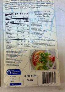 A. 2x 8oz Latitude 45 Smoked Atlantic Salmon-Sliced & Ready to Eat