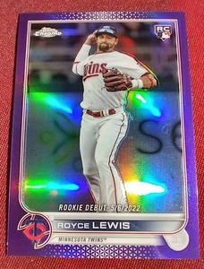 2022 Topps Chrome Royce Lewis Purple Refractor Rookie Card
