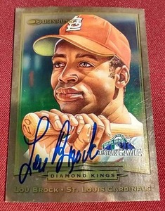 Autographed Lou Brock Diamond Kings Card