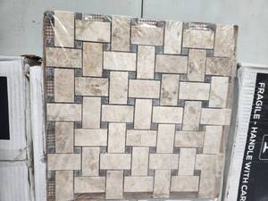 4 boxes crema cappuccino basketweave mosiac tile