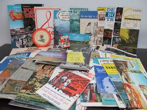 lot 35 image: Large Vintage Estate Lot of Old Maps Paper Ephemera Brochures ect