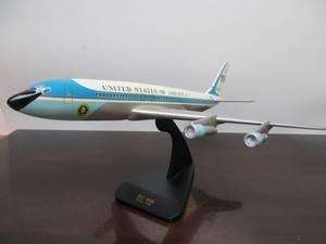 lot 55 image: Large Boeing EC-135C Looking Glass Wood Airplane Display wStand - 1100 Scale