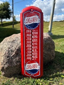 lot 90 image: Large Metal PEPSI Advertising Thermometer