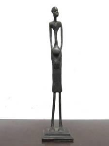 lot 163 image: Vintage African Bronze Tall Man Sculpture 12