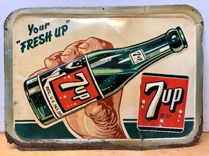 lot 3 image: Very Cool Orig Vintage 1950s 7UP Fresh Up Self Framed Advertising Soda Sign
