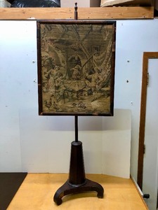 lot 200 image: Very Cool LARGE Antique Woven Textile wFloor Stand 