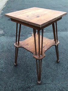 lot 204 image: Antique 2-Tiered Lamp Table wHairpin Style Legs