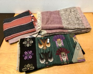 lot 242 image: Group of Hand Woven Wool & Other Textiles etc