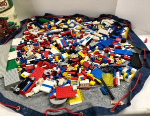 lot 227 image: Large Denim Satchel Ful of Legos
