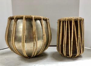 lot 238 image: Vintage Steel & Pottery Lap Drums