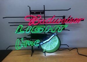 lot 301 image: Working BUDWEISER Light Lime Neon Beer Sign