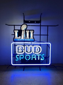 lot 306 image: Working BUD SPORTS Super Bowl LIII Neon Beer Sign