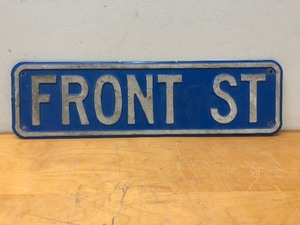 lot 313 image: Large Vintage Embossed Metal FRONT STREET Sign
