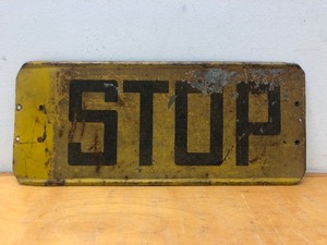 lot 322 image: Vintage 1930s Black & Yellow Steel STOP Sign
