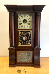 lot 272 image: Early Antique Birge & Fuller 8-Day Brass Movement Mantel Clock - 1840s
