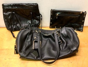 lot 284 image: 3 Authentic Designer Black Leather Handbags Purses