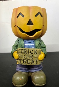 lot 354 image: Halloween Figural Standing Pumpkin Head Candy Holder