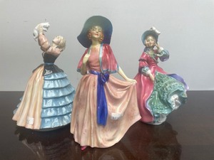 lot 20 image: Group of 3 Royal Doulton Porcelain Lady Figurines - NADINE, SUSAN, SPRING MORNING