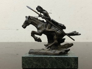 lot 455 image: Miniature Bronze FREDERIC REMINGTON Bronze Cheyenne Sculpture
