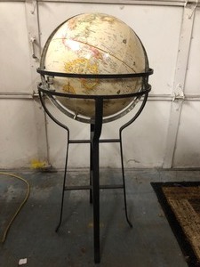 lot 492 image: Very Nice Replogle 16 World Globe wIron Stand