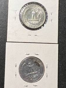2 BU US WASHINGTON QUARTERS 1964-D