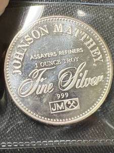 1 TROY OZ .999 FINE SILVER JOHNSON MATTHEY ROUND