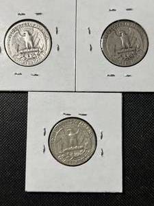 3 US WASHINGTON QUARTERS 1943 1945 1959