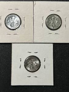 3 BU US SILVER ROOSEVELT DIMES