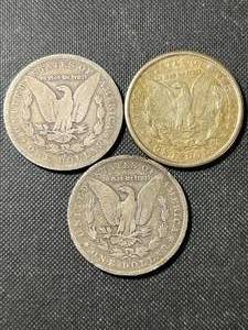 3 US MORGAN SILVER DOLLARS