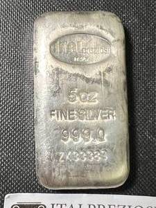 5 TROY OZ .999 FINE SILVER ITALPREZIOSI BAR