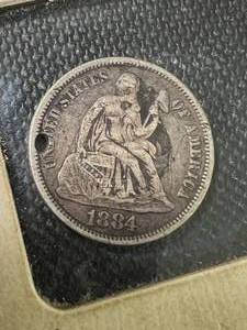 1884 US SEATED LIBERTY DIME DEFACED BACK