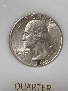 1948 US WASHINGTON QUARTER IN HARD CASE
