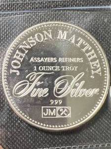 1 TROY OZ .999 FINE SILVER JOHNSON MATTHEY ROUND