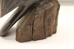 lot 181 image: Hand-Carved Wooden Bird Sculpture on Wooden Base